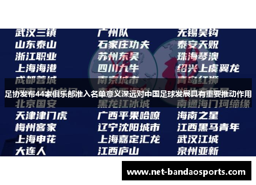 足协发布44家俱乐部准入名单意义深远对中国足球发展具有重要推动作用